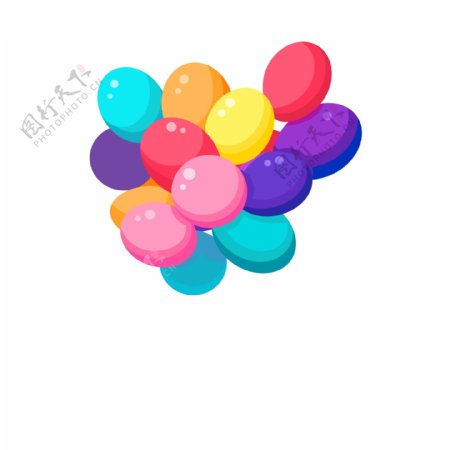 卡通一束彩色的气球插画元素