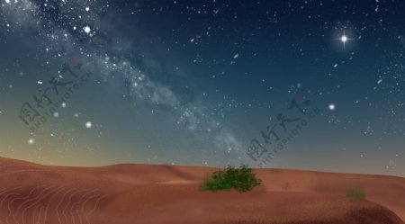 简约大气夜晚沙漠风景插画背景