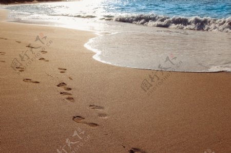 自然风景沙滩脚印背景素材