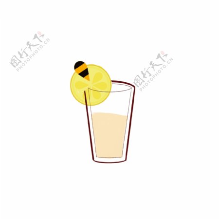 蜂蜜柠檬红茶奶茶店清新可爱饮料