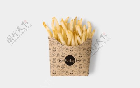 食品薯条包装袋模板展示贴图样机