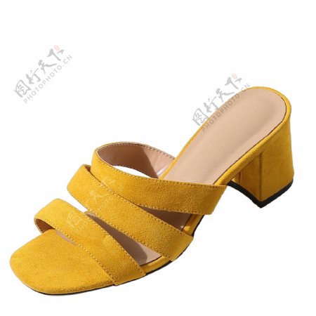 黄色的夏季女款凉鞋