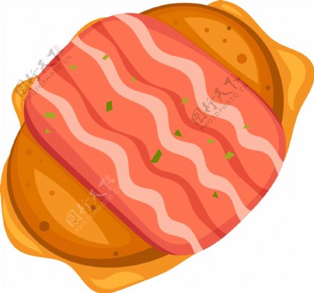 美味食物猪排插画插图