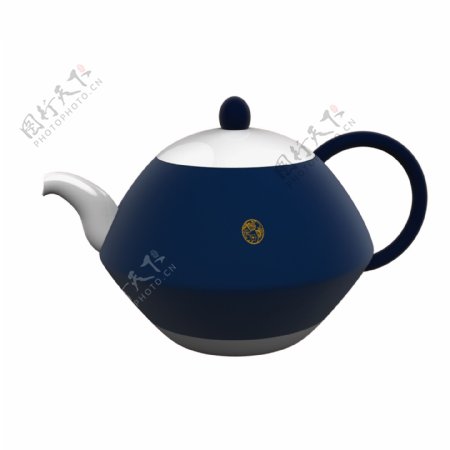 传统蓝色小茶壶免抠素材