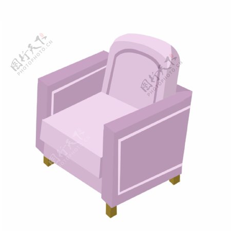 2.5D紫色沙发插画