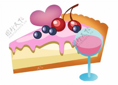 手绘粉色水果蛋糕装饰