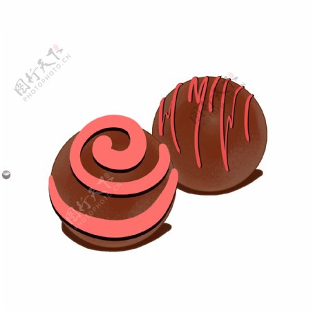 圆形巧克力手绘插画