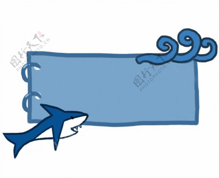 手绘蓝色鲸鱼装饰边框