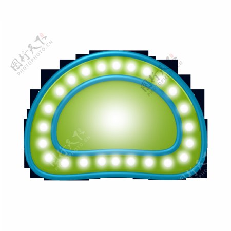 半圆云形灯光标签蓝绿色时尚灯光标签PNG免扣