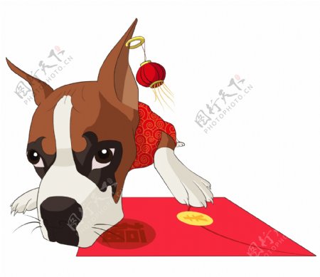 狗年春节手绘卡通中国风清新小狗送红包