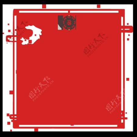 新中国红色喜庆猪年挂饰边框