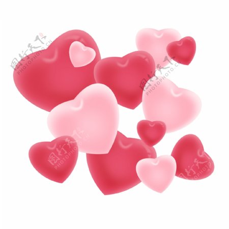 情人节爱心心形告白红色粉色淡色气球立体免扣