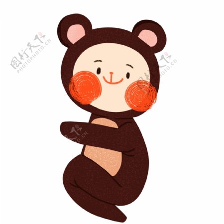 扁平化一个微笑的小熊设计