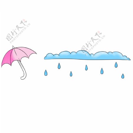 雨伞分割线手绘插画