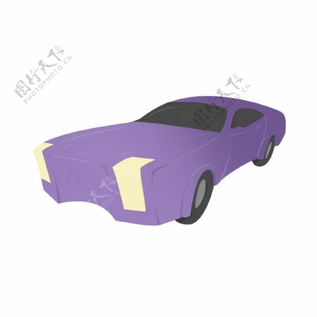 紫色轿车卡通插画