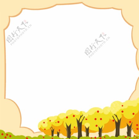 手绘秋季小树边框