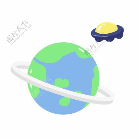 世界航天日行星和UFO插画