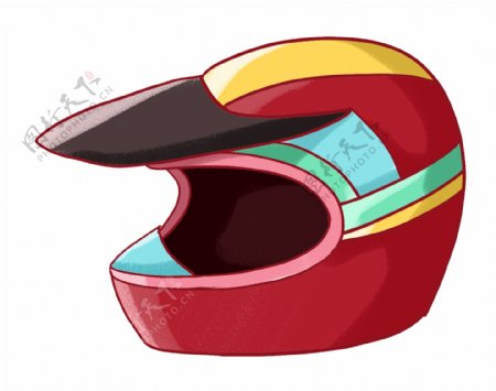 红色摩托车头盔插画