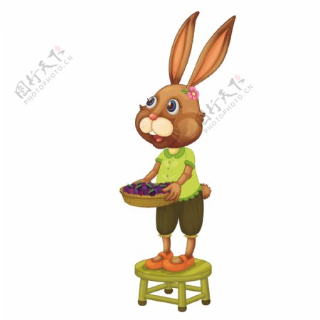 站在凳子上的兔子矢量素材