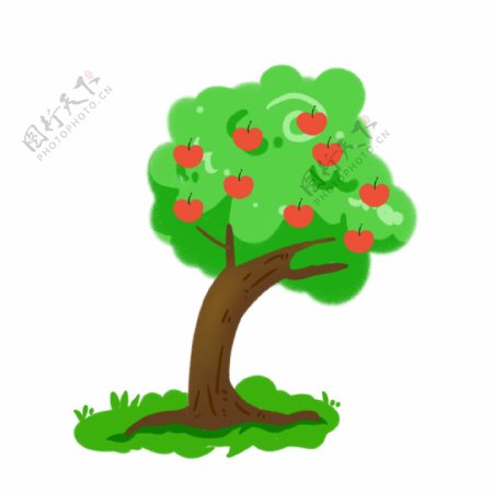 卡通手绘一棵苹果树