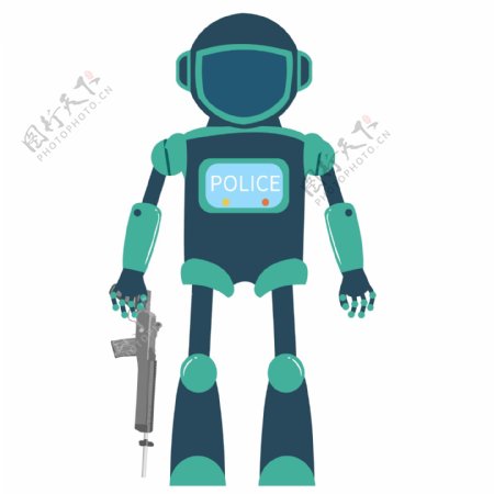 卡通警察机器人矢量素材