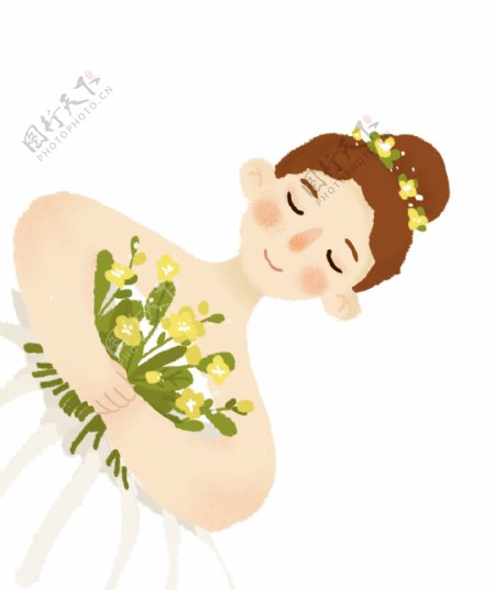 婚庆手绘新娘装饰插画