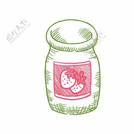 美味的草莓罐头手绘图