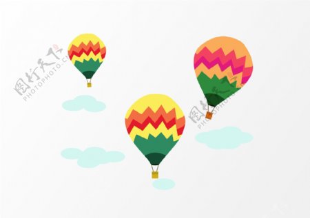 彩色热气球卡通旅行元素