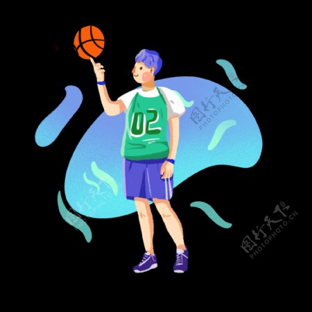 篮球爱好者运动boy手绘插画png免抠素材