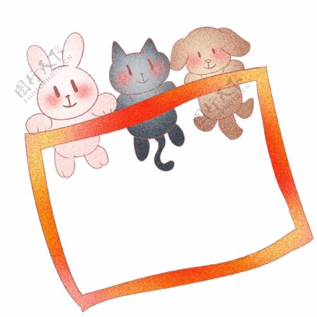 猫咪边框装饰插画