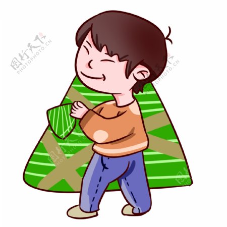 端午节吃粽子手绘插画
