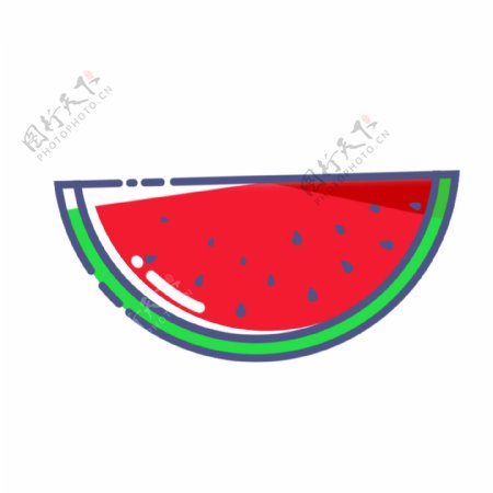 半圆形西瓜简约手绘水果