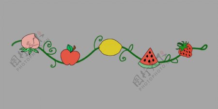 新鲜水果分割线插画