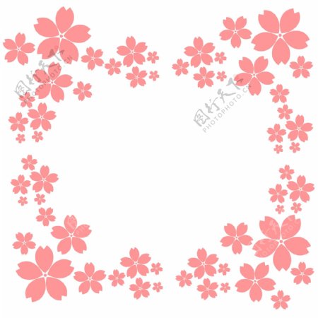 婚礼粉色花朵边框