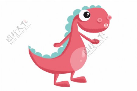 可爱红色恐龙插画