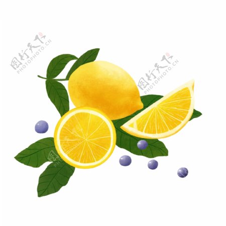 水果鲜果柠檬PNG夏日蓝莓酸