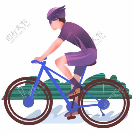 骑自行车运动的男孩插画