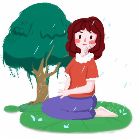 谷雨坐着的小女孩