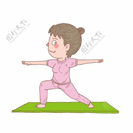 卡通手绘人物瑜伽女孩