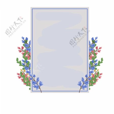 手绘花卉装饰边框插画