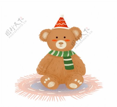 圣诞节主题治愈系小熊插画