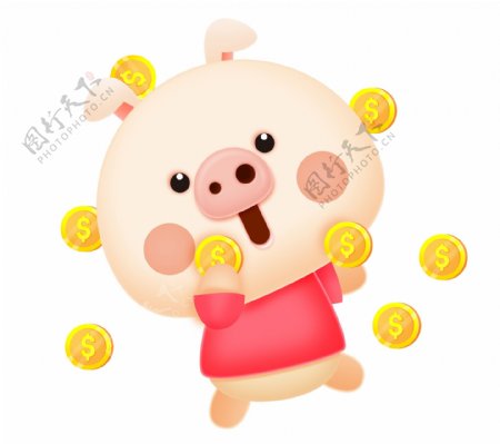 正在捡金币的小猪