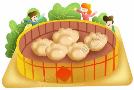 立冬团圆吃饺子插画