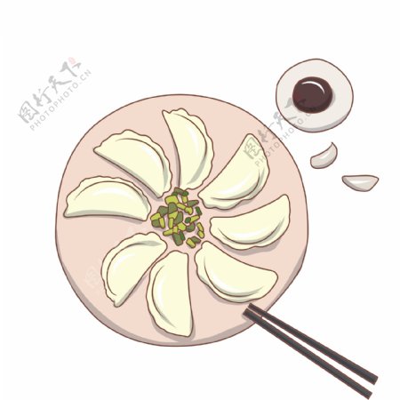 手绘卡通中华美食饺子
