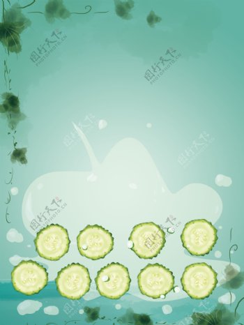 绿色黄瓜面膜插画背景