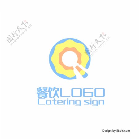 原创创意简约甜甜圈Q字餐饮LOGO标志