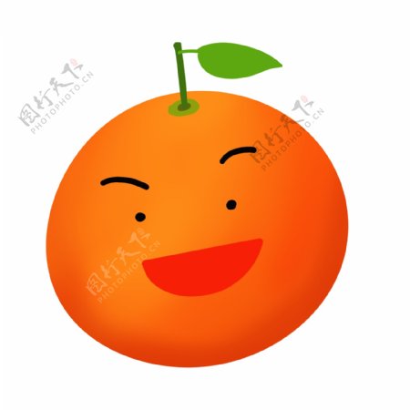 手绘卡通水果可爱笑脸橙子