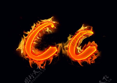 火焰英文字母Cc分层