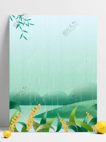清新春季下雨草地背景素材