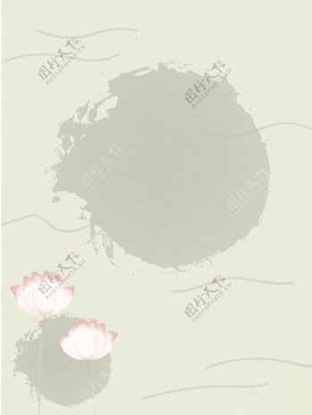 原创复古荷花背景纹理中国风传统水墨海报